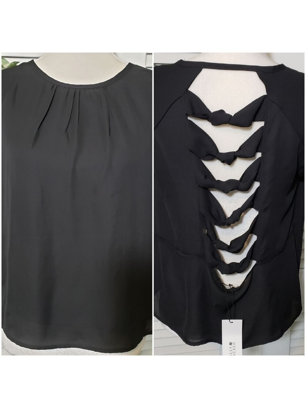 Molly Bracken Black Open Back Top Sm (details) NWT